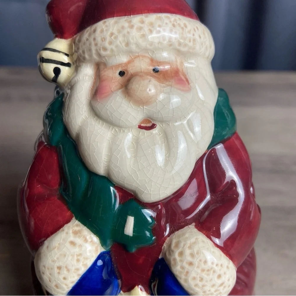 Bella Casa by Ganz Ceramic SANTA Claus Tea‎ Light Candle Holder Red Christmas